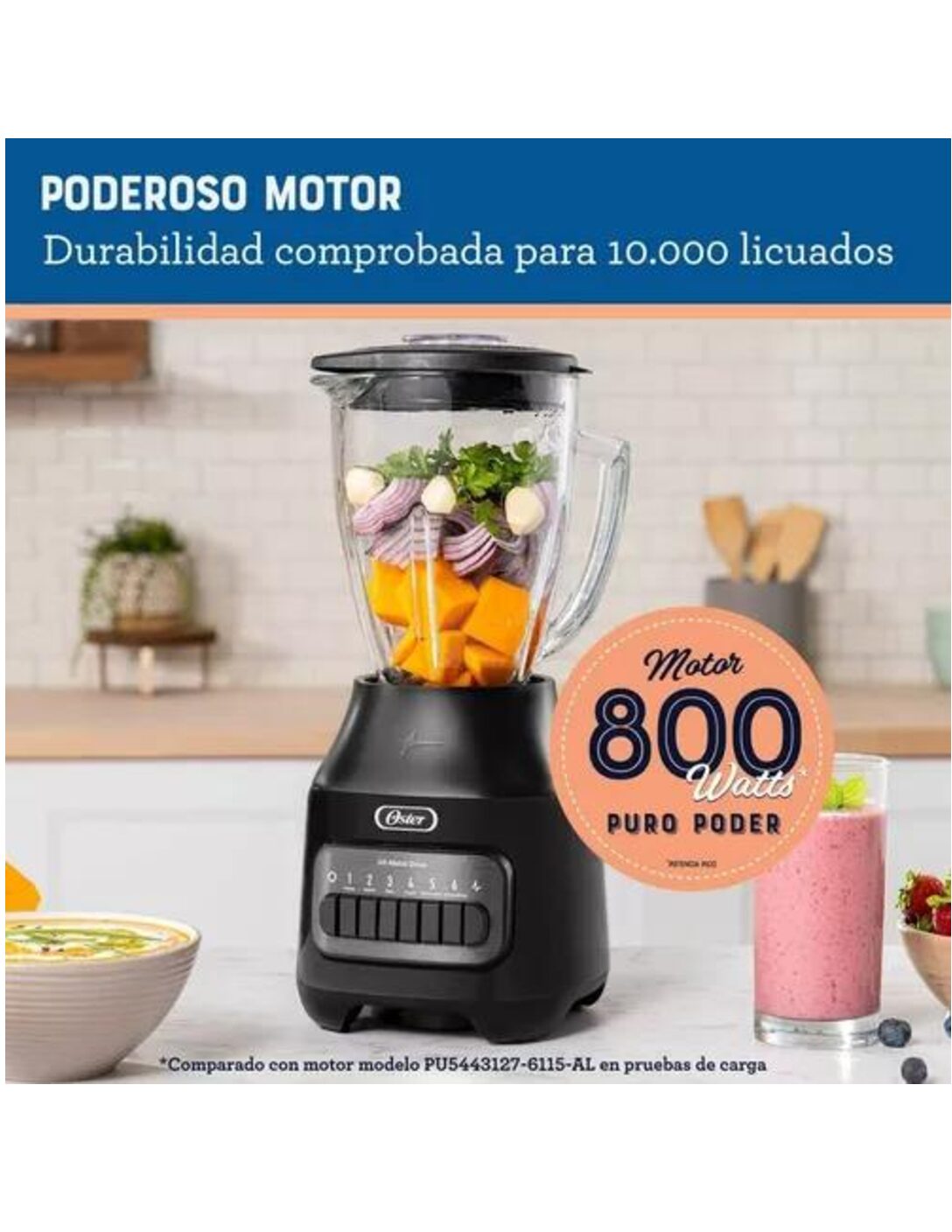 Licuadora Oster Con Vaso De Vidrio Y 6 Velocidades Mas Puls Color Negro 110V Envitrina 365